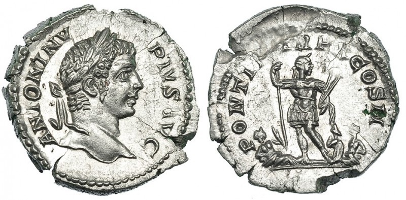 CARACALLA. Denario. Roma (207). R/ Caracalla con traje militar de frente con cab...