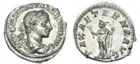 ALEJANDRO SEVERO. Denario. Roma (233-235). R/ Pax de pie a izq. con cetro y rama de olivo. En ley.: PAX.AETERNA.AVG. RIC-165. EBC-.
