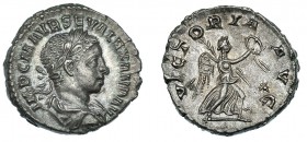 ALEJANDRO SEVERO. Denario. Roma (233-235). R/ Victoria corriendo a der. con corona y palma. En ley.: VICTORIA/AVG. RIC-180 vte. Pátina gris. EBC. Ex M...
