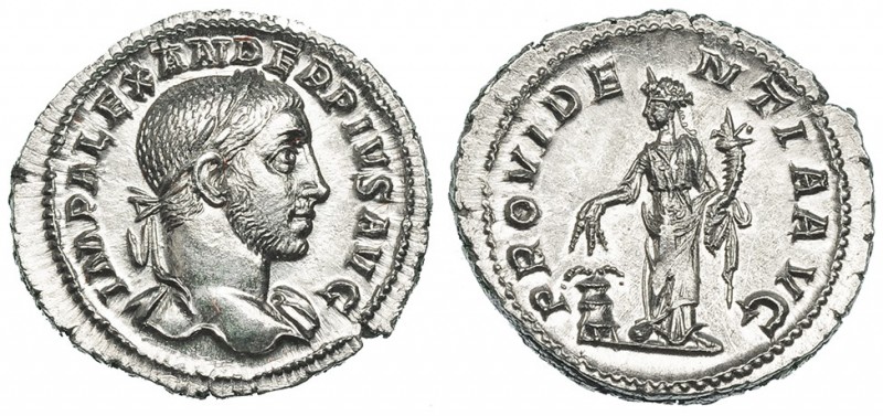 ALEJANDRO SEVERO. Denario. Roma (231-235). R/ Providentia de pie a izq. con corn...