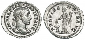 ALEJANDRO SEVERO. Denario. Roma (231-235). R/ Providentia de pie a izq. con cornucopia y dos espigas sobre el modius. PROVIDE/NTIA.AVG. RIC-250. EBC+.