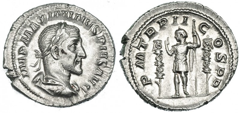 MAXIMINO I. Denario. Roma (236). R/ Emperador de pie a izq. con cetro, flanquead...