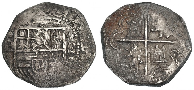 2 reales. Burgos. (1602) fecha no visible, Castillejo. AC-579. Vanos. MBC. Rara.