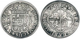 2 reales. 1724. Segovia. F. VI-22. MBC-/BC+.