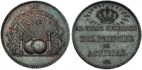 Medalla al feliz natalicio del Príncipe de Asturias. 1857. Segovia. AE 20 mm. MPIV-688. R.B.O. EBC.