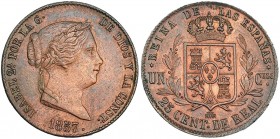 25 céntimos de real. 1857. Segovia. VI-148. EBC-.