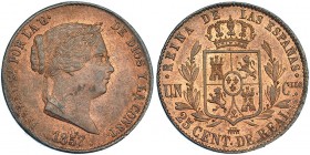 25 céntimos de real. 1857. Segovia. VI-148. B.O. EBC+.