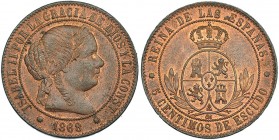5 céntimos de escudo. 1868. Barcelona. VI-199. B.O. EBC.