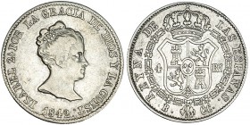 4 reales. 1842. Barcelona. CC. VI-359. MBC. Escasa.