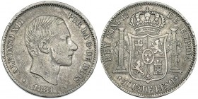 50 centavos. 1881. Manila. VII-76. MBC-.