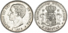 5 pesetas. 1876*18-76. Madrid. DEM. VII-82. MBC+.