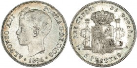 5 pesetas. 1896-18*96. Madrid. PGV. VII-188. MBC+.