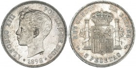 5 pesetas. 1898*18-98. Madrid. SGV. VII-190. Pequeñas marcas. EBC+.