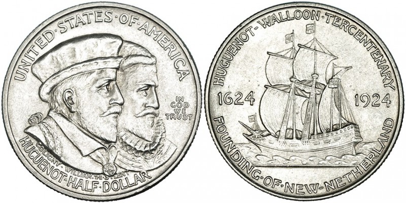 ESTADOS UNIDOS DE AMÉRICA. 1/2 Dólar. 1924. Hugenot-Wallon. KM-154. EBC.