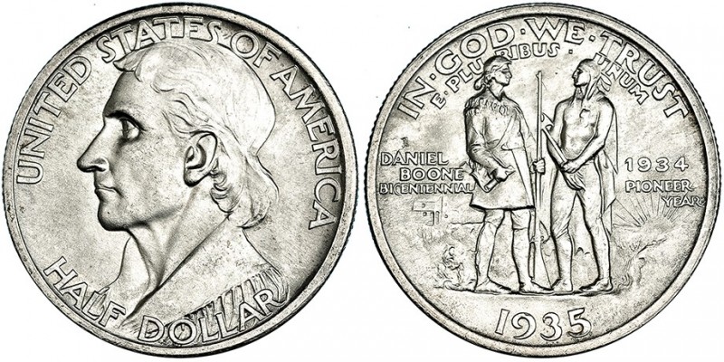 ESTADOS UNIDOS DE AMÉRICA. 1/2 Dólar. 1935. Daniel Boone. KM-165.2. Pequeñas mar...
