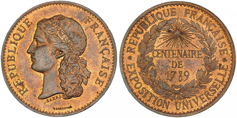 FRANCIA. Medalla Exposición Universal. Centenario de 1789. AE 33mm. Gr. Barre. B...