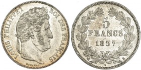 FRANCIA. 5 Francos. 1837 B. KM-749.2. EBC-.