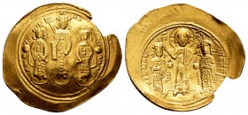 Romanos IV. Histamenon. (1068-1071). (DOC 2). (Ratto-2026). Anv.: Cristo coronando a Romanos y Eudokia. Rev.: Miguel VII entre Constantio y Andronikos...
