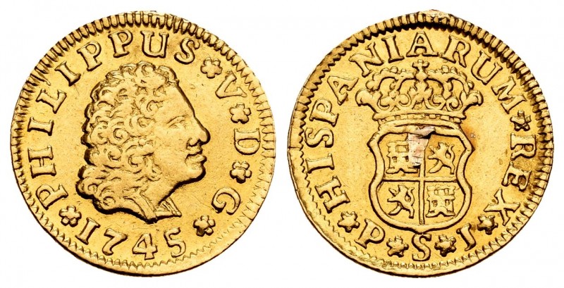 Philip V (1700-1746). 1/2 escudo. 1745. Sevilla. PJ. (Cal 2008-589). (Cal 2019-1...