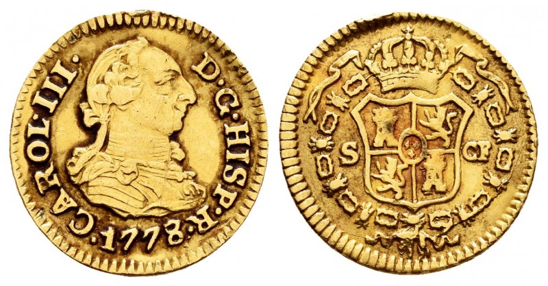 Charles III (1759-1788). 1/2 escudo. 1778/7. Sevilla. CF. (Cal 2008-801 variante...