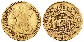 Charles III (1759-1788). 1 escudo. 1784. Sevilla. V. (Cal 2008-748). (Cal 2019-1501). Au. 3,31 g. Scarce. Almost VF. Est...130,00.