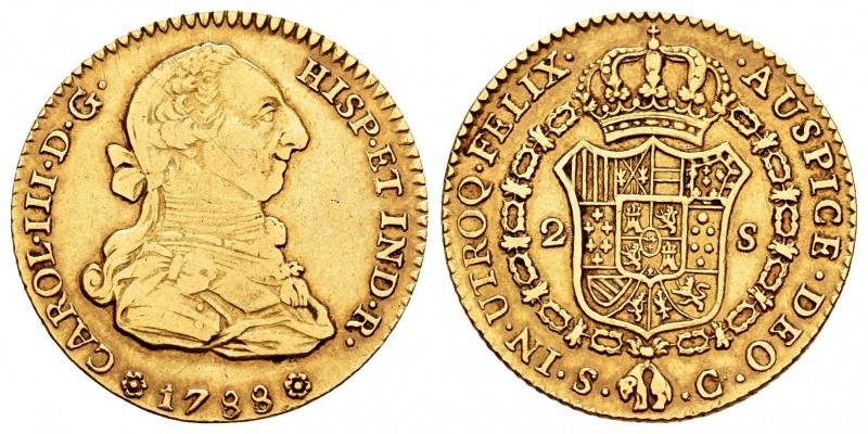 Charles III (1759-1788). 2 escudos. 1788. Sevilla. C. (Cal 2008-583). (Cal 2019-...