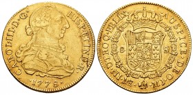 Charles III (1759-1788). 8 escudos. 1778. Lima. MJ. (Cal 2008-34). (Cal 2019-1939). Au. 26,90 g. Almost VF/VF. Est...1000,00.