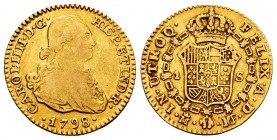 Charles IV (1788-1808). 1 escudo. 1798. Madrid. MF. (Cal 2008-497). (Cal 2019-1116). Au. 3,35 g. Choice F/Almost VF. Est...120,00.