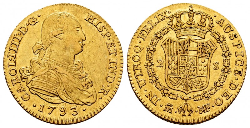 Charles IV (1788-1808). 2 escudos. 1793. Madrid. MF. (Cal 2008-326). (Cal 2019-1...