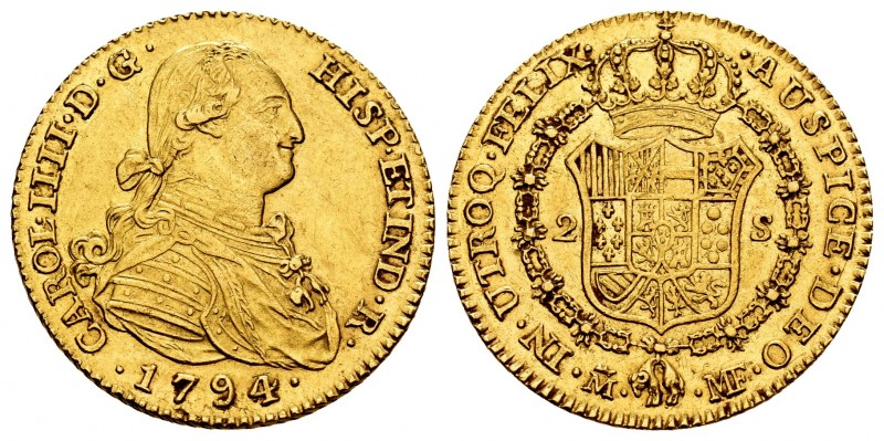 Charles IV (1788-1808). 2 escudos. 1794. Madrid. MF. (Cal 2008-328). (Cal 2019-1...