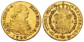 Charles IV (1788-1808). 2 escudos. 1794. Madrid. MF. (Cal 2008-328). (Cal 2019-1282). Au. 6,76 g. Almost XF. Est...320,00.