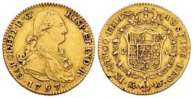 Charles IV (1788-1808). 2 escudos. 1797. Madrid. MF. (Cal 2008-334). (Cal 2019-1289). Au. 6,79 g. Almost VF. Est...260,00.