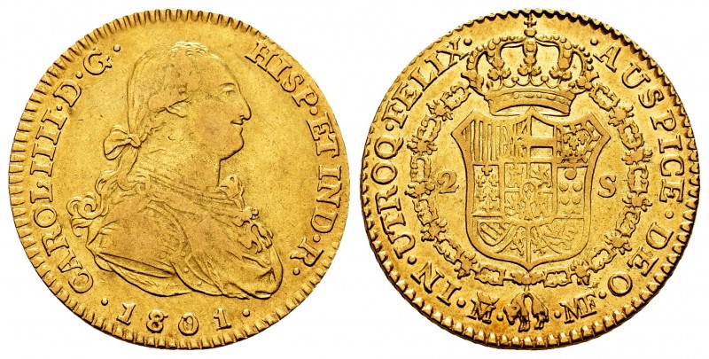 Charles IV (1788-1808). 2 escudos. 1801/791. Madrid. MF. (Cal 2008-341 variante)...