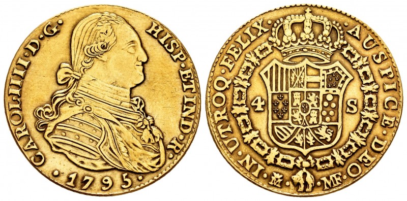 Charles IV (1788-1808). 4 escudos. 1795. Madrid. MF. Au. 13,46 g. Reproducción d...