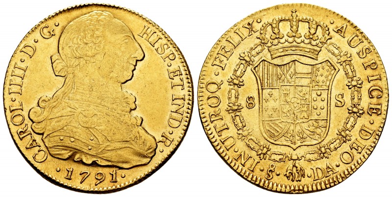 Charles IV (1788-1808). 8 escudos. 1791. Santiago. DA. (Cal 2008-150). (Cal 2019...