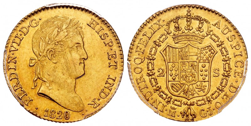 Ferdinand VII (1808-1833). 2 escudos. 1820. Madrid. GJ. (Cal 2008-262). (Cal 201...