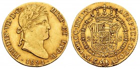 Ferdinand VII (1808-1833). 2 escudos. 1824. Madrid. AJ. (Cal 2008-221). (Cal 2019-1630). Au. 6,77 g. Choice VF. Est...300,00.