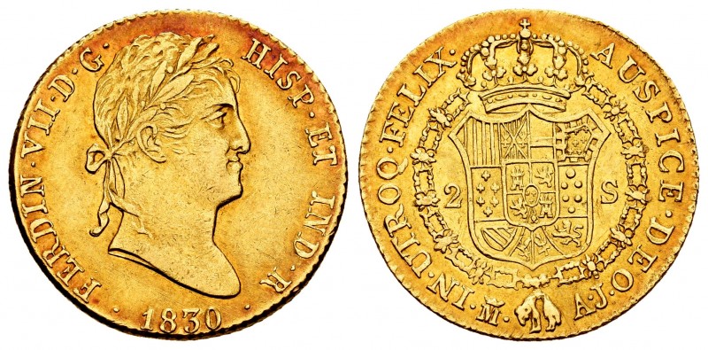 Ferdinand VII (1808-1833). 2 escudos. 1830. Madrid. AJ. (Cal 2008-227). (Cal 201...