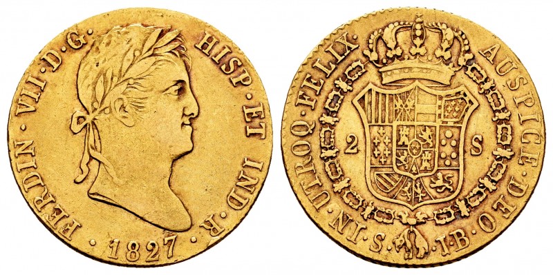 Ferdinand VII (1808-1833). 2 escudos. 1827. Sevilla. JB. (Cal 2008-271). (Cal 20...