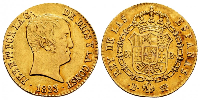 Ferdinand VII (1808-1833). 80 reales. 1823. Barcelona. SP. (Cal 2008-174). (Cal ...