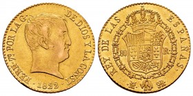 Ferdinand VII (1808-1833). 80 reales. 1822. Madrid. SR. (Cal 2008-218). (Cal 2019-1641). Au. 6,72 g. Rayita en anverso. Almost VF/VF. Est...280,00.