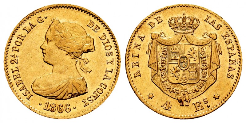 Elizabeth II (1833-1868). 4 escudos. 1866. Madrid. (Cal 2008-109). (Cal 2019-689...