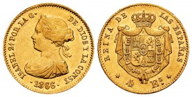 Elizabeth II (1833-1868). 4 escudos. 1866. Madrid. (Cal 2008-109). (Cal 2019-689). Au. 3,33 g. XF. Est...120,00.