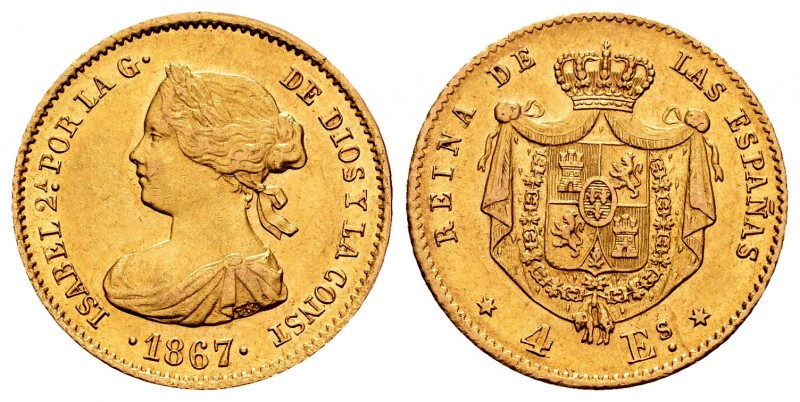 Elizabeth II (1833-1868). 4 escudos. 1867. Madrid. (Cal 2008-111). (Cal 2019-691...