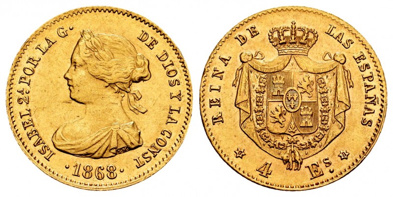 Elizabeth II (1833-1868). 4 escudos. 1868*6-8. Madrid. (Cal 2008-112). (Cal 2019...