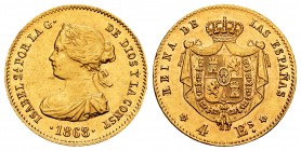 Elizabeth II (1833-1868). 4 escudos. 1868*6-8. Madrid. (Cal 2008-112). (Cal 2019-693). Au. 3,35 g. Almost XF. Est...130,00.