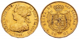 Elizabeth II (1833-1868). 10 escudos. 1867. Madrid. (Cal 2008-45). (Cal 2019-813). Au. 8,36 g. Almost XF/XF. Est...300,00.