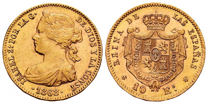 Elizabeth II (1833-1868). 10 escudos. 1868*18-68. Sevilla. (Cal 2008-44). (Cal 2...