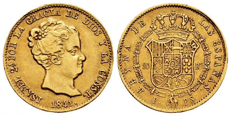Elizabeth II (1833-1868). 80 reales. 1841. Barcelona. PS. (Cal 2008-58). (Cal 20...
