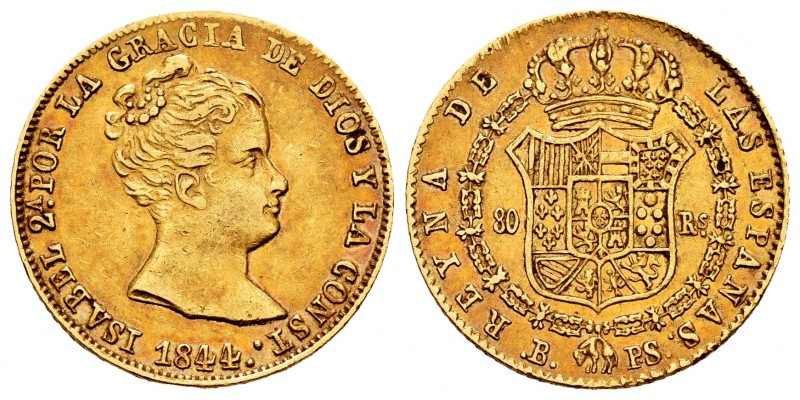 Elizabeth II (1833-1868). 80 reales. 1844. Barcelona. PS. (Cal 2008-62). (Cal 20...